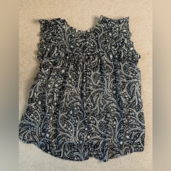 Umgee Boho Floral Print Top Blouse Women Small Silver Metallic Thread - Picture 2 of 8